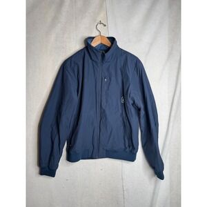 Bass Outdoor Mens Medium Navy Blue Fleece Lined Full Zip Bomber Jacket 2776